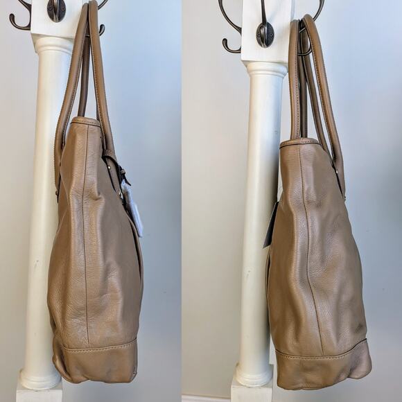 NEW B. Makowsky Tan Nolita LARGE Luxury Leather Classics Shopper Purse Handbag - Picture 6 of 11